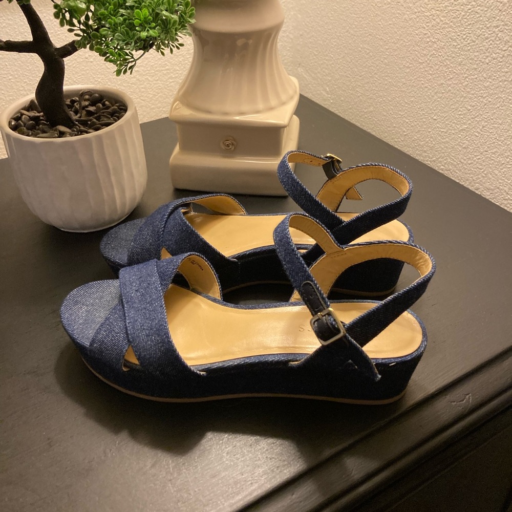 Talbots Denim Wedge Sandals